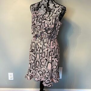 Design Lab NEW Spaghetti Strap Pink Python Dress